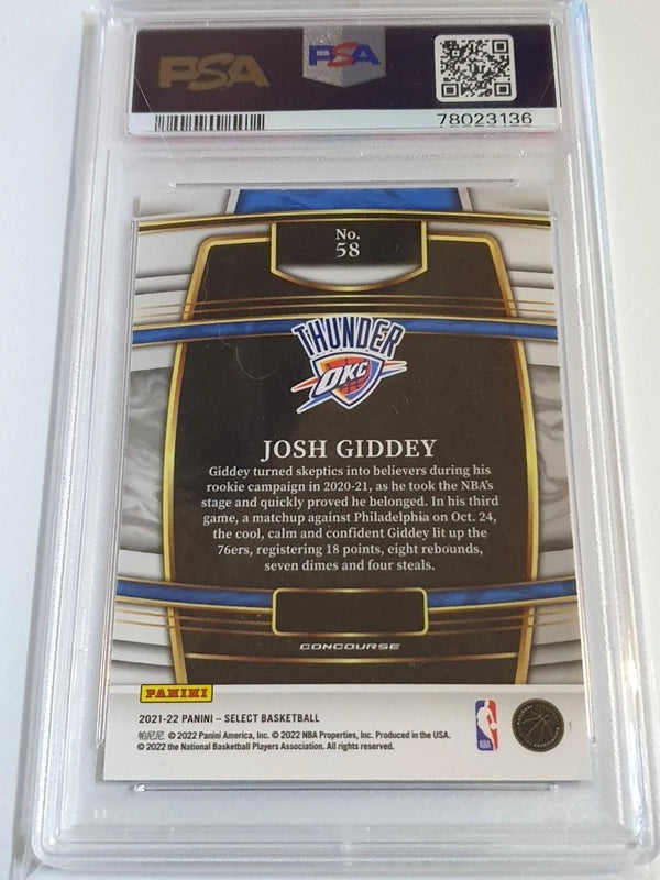 2021 Panini Select Josh Giddey Rookie #58 BLUE Holo RC - PSA 9 (POP 51)