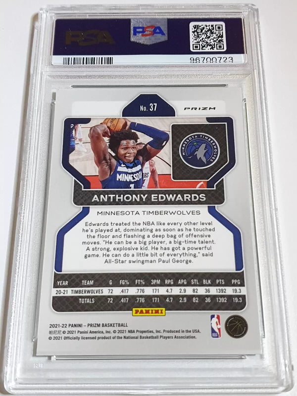 2021 Panini Prizm Anthony Edwards #17 GREEN Holo - PSA 9 (POP 18)