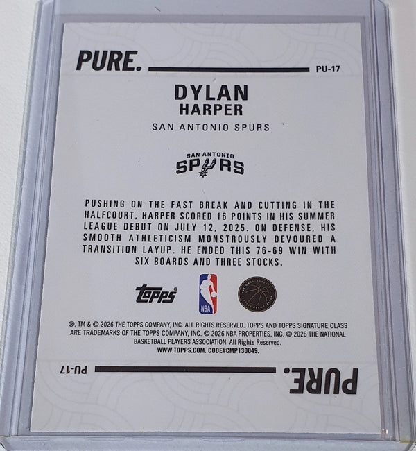 2025 Topps Signature Class Dylan Harper Rookie #PU-17 Pure RC - Ready to Grade