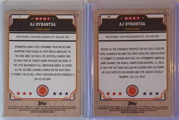2025 Topps Chrome McDonald's AJ Dybantsa Lot of 2x Rookie Incl Raywave Refractor