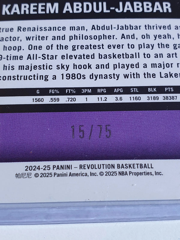 2024 Panini Revolution Kareem Abdul-Jabbar #151 SUNBURST /75 Holo Ready to Grade