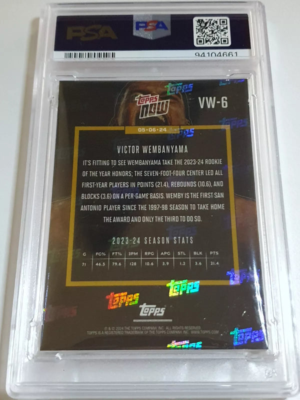 2023 Topps Now Victor Wembanyama RC #VW6 Rookie of the Year - PSA 10 (Low POP)