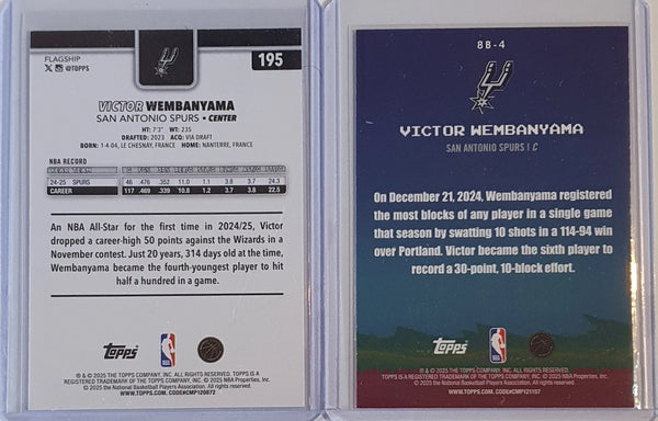 Lot of 2x 2025 Topps Flagship Victor Wembanyama #195 #8B-4 - Ready to Grade