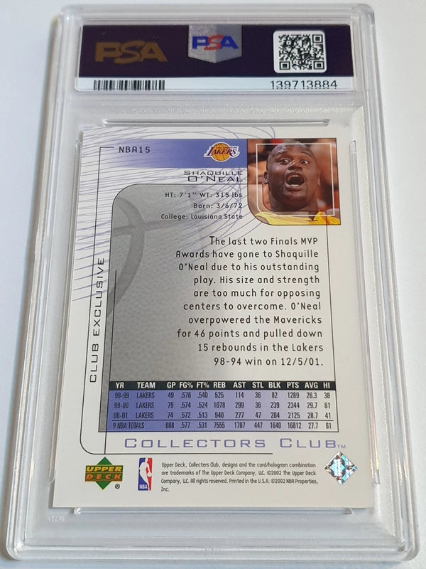 2001 Upper Deck Shaquille O'Neal #NBA15 Club Exclusive - PSA 9 (POP 4)
