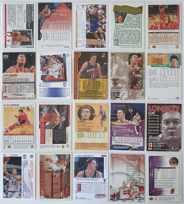 Luc Longley Collection Lot of 20 Cards (Chicago Bulls + Rookie) - Good Condition