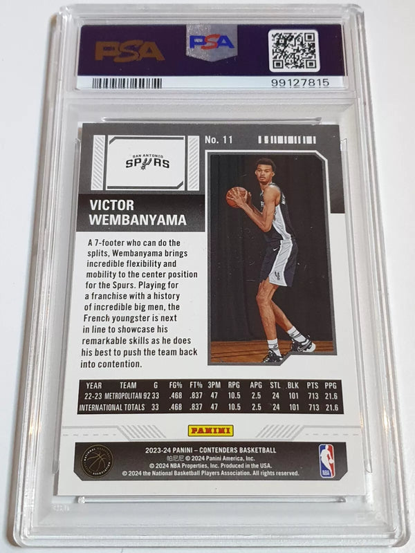 2023 Panini Contenders Victor Wembanyama Rookie #11 MOJO Holo RC - PSA 9