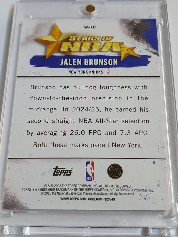 2025 Topps Jalen Brunson #SA-10 BLUE RAINBOW /150 Stars of NBA - Ready to Grade
