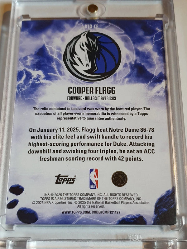 2025 Topps Cooper Flagg Rookie #PATCH RAINBOW FOILBOARD Player Worn Jersey RC