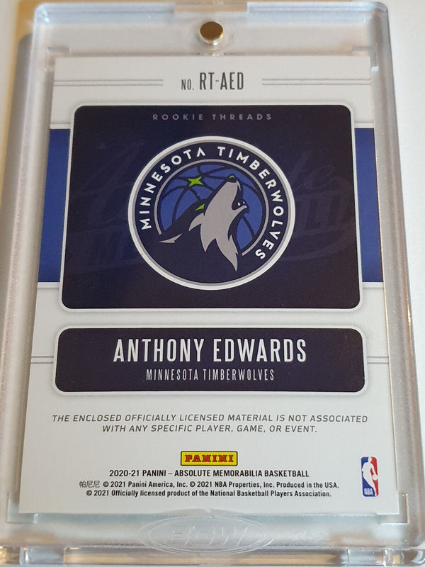 2020 Absolute Anthony Edwards Rookie #PATCH Threads RC Jersey - Rare