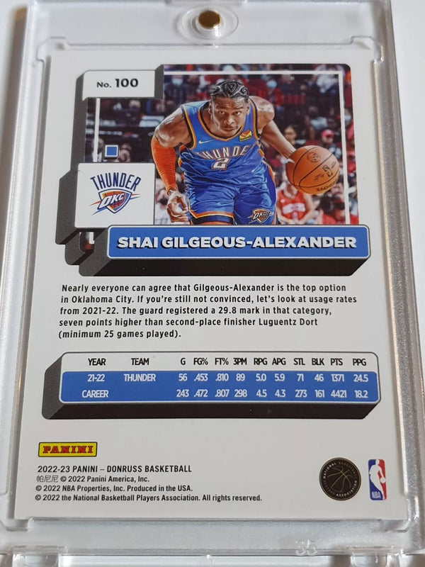 2022 Panini Donruss Shai Gilgeous-Alexander #100 BLUE CHOICE /49 Holo - Rare