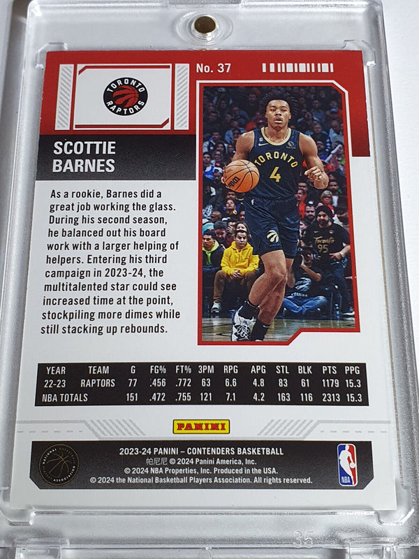 2023 Panini Contenders Scottie Barnes #37 OPENING NIGHT /25 Ticket Holo - Rare