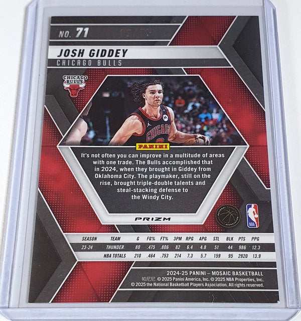 2024 Panini Mosaic Josh Giddey #71 CHOICE FUSION RED YELLOW /75 Holo - Rare
