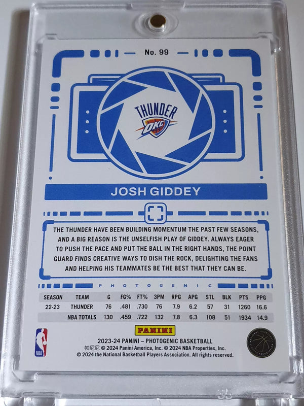 2023 Panini Photogenic Josh Giddey #99 MAZE /25 HOLO - Ready to Grade