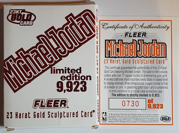 1997 Fleer Michael Jordan 23KT GOLD /9923 1986 Rookie Design - with COA & Box