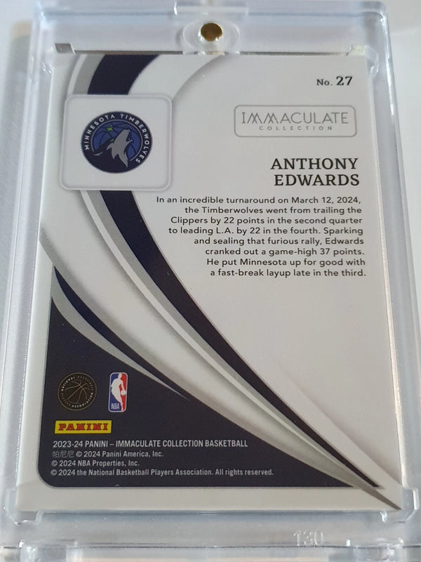 2023 Panini Immaculate Anthony Edwards #27 SILVER /99 Foil Edition - Rare