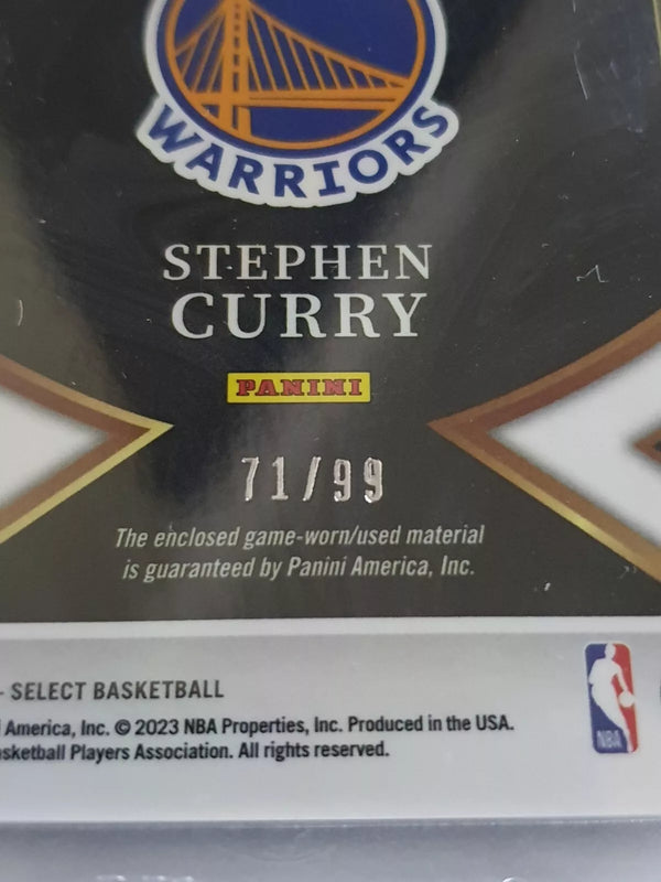 2022 Panini Select Stephen Curry #PATCH PURPLE Prizm /99 Game Worn Jersey - Rare