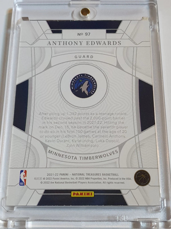 2021 Panini National Treasures Anthony Edwards #97 RED /75 Foil Edition - Rare