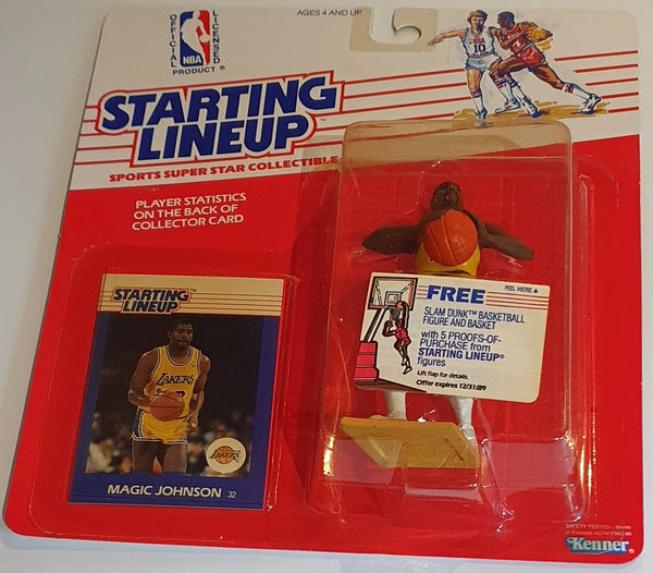 1988 Kenner Starting Lineup Magic Johnson Figurine - Sealed Figure & Card