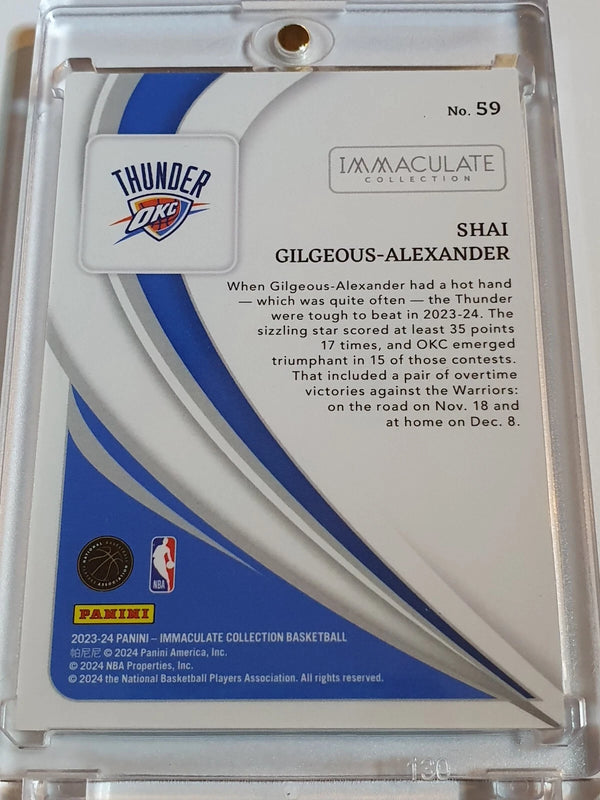 2023 Panini Immaculate Shai Gilgeous-Alexander #59 SILVER /99 Foil Action - Rare