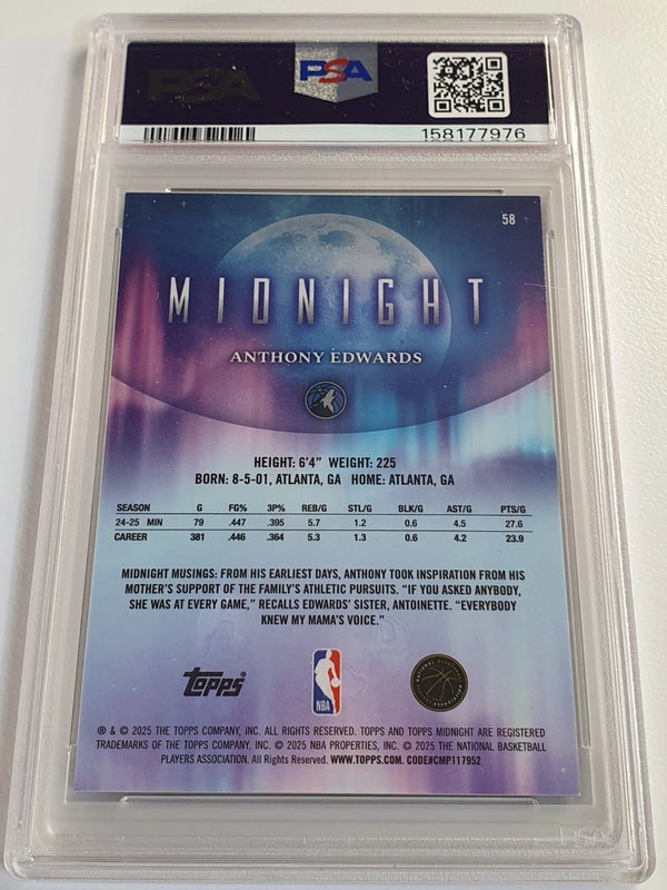 2025 Topps Midnight Anthony Edwards #58 TWILIGHT /99 Holo - PSA 9 (POP 1)