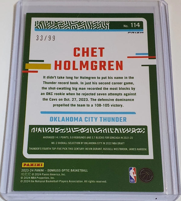 2023 Panini Donruss Optic Chet Holmgren #114 COPPER GLITTER /99 Holo - Rare