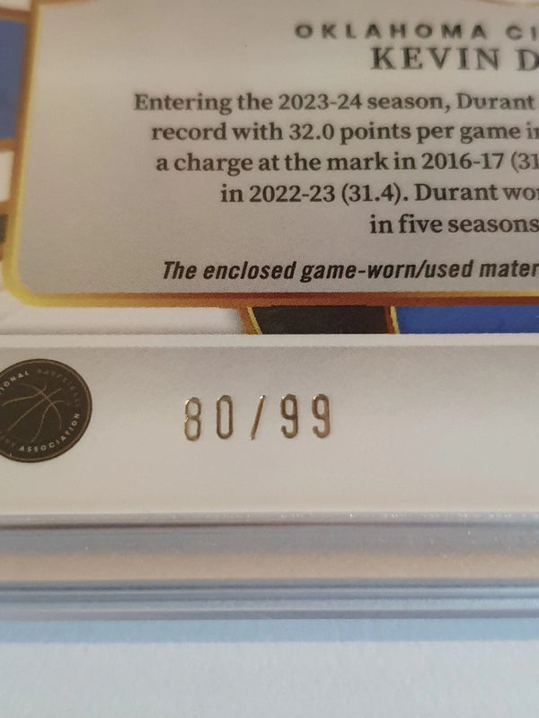 2023 Panini Select Kevin Durant #PATCH PURPLE /99 Game Worn Jumbo Jersey - Rare