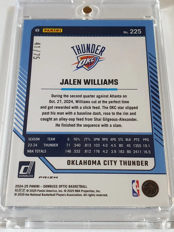 2024 Panini Donruss Optic Jalen Williams #225 BLUE SHIMMER /75 Holo - Rare