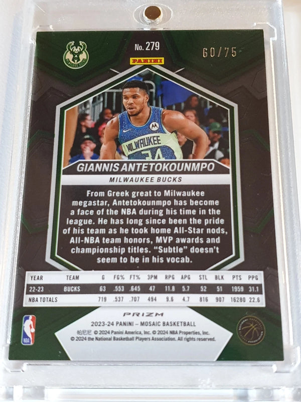 2023 Panini Mosaic Giannis Antetokounmpo #279 RED YELLOW FUSION CHOICE /75 Holo