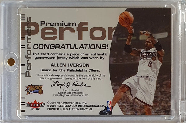 2001 Fleer Premium Allen Iverson #PATCH Game Worn Jersey - Ready to Grade