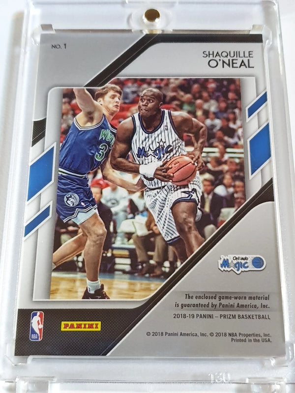 2018 Panini Prizm Shaquille O'Neal #PATCH Game Worn 2 Color Striped Jersey Rare