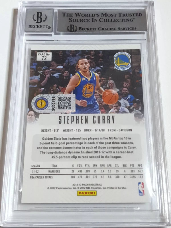 2012 Panini Prizm Stephen Curry Blue Ink On Card Autograph - BGS 10 Auto