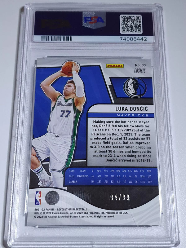 2021 Panini Revolution Luka Doncic #33 COSMIC /99 Holo - PSA 10 (POP 10)