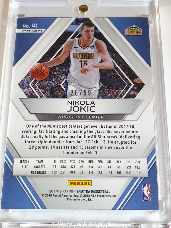 2017 Panini Spectra Nikola Jokic #41 NEON BLUE /99 Prizm - Ready to Grade