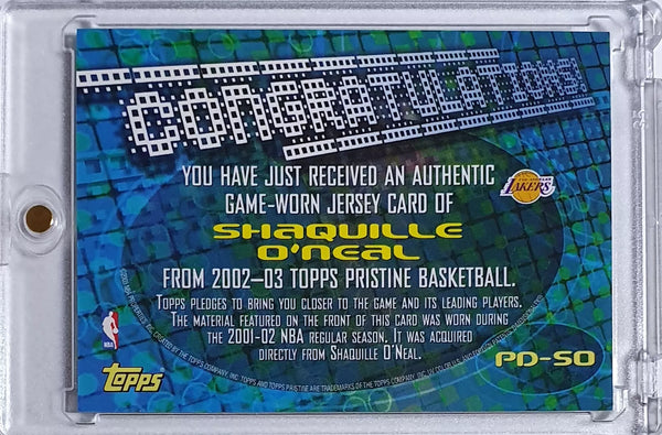 2002 Topps Pristine Shaquille O'Neal #PATCH Game Worn Jersey - Rare