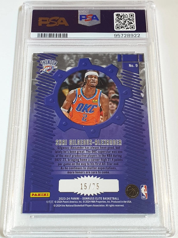 2023 Elite Shai Gilgeous-Alexander #9 NEON GREEN /75 Holo - PSA 9 (POP 1)