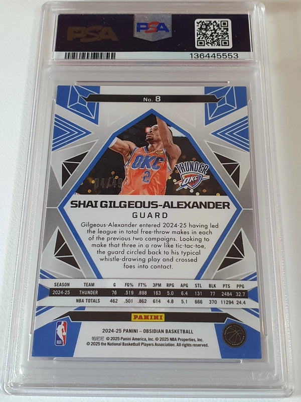 2024 Obsidian Shai Gilgeous-Alexander #8 PINK FLOOD /49 Holo - PSA 9 (POP 3)