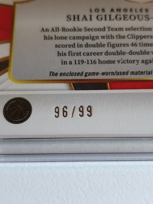 2023 Select Shai Gilgeous-Alexander #Patch PURPLE /99 Game Worn Jersey - Rare