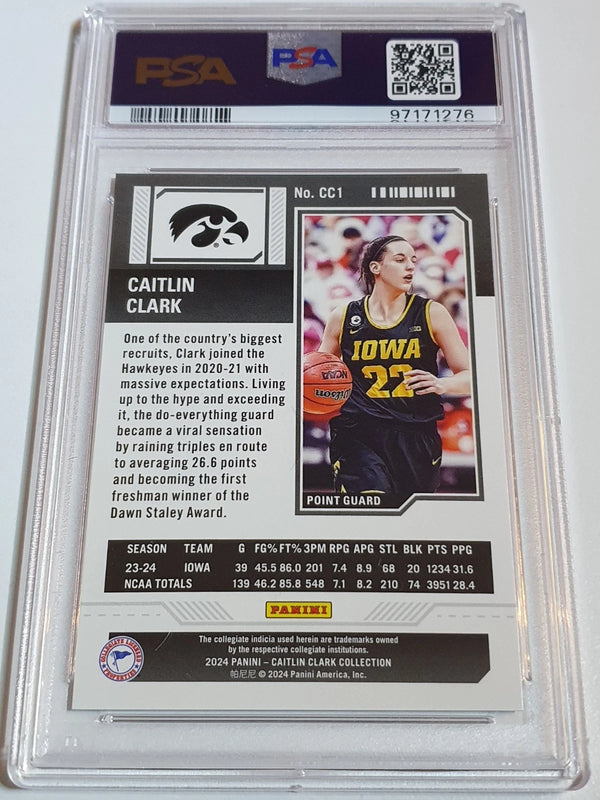 2024 Panini Caitlin Clark Rookie Collection #CC1 PINK /50 Holo - PSA 9 (POP 3)