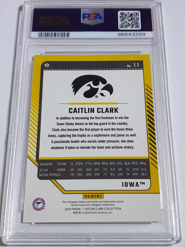 2024 Panini Caitlin Clark Rookie Collection #11 POINTED STARS /299 Holo - PSA 9