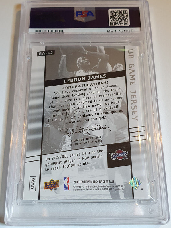 2008 Upper Deck SP Lebron James #PATCH Game Worn Blue Jersey - PSA 9 (POP 15)