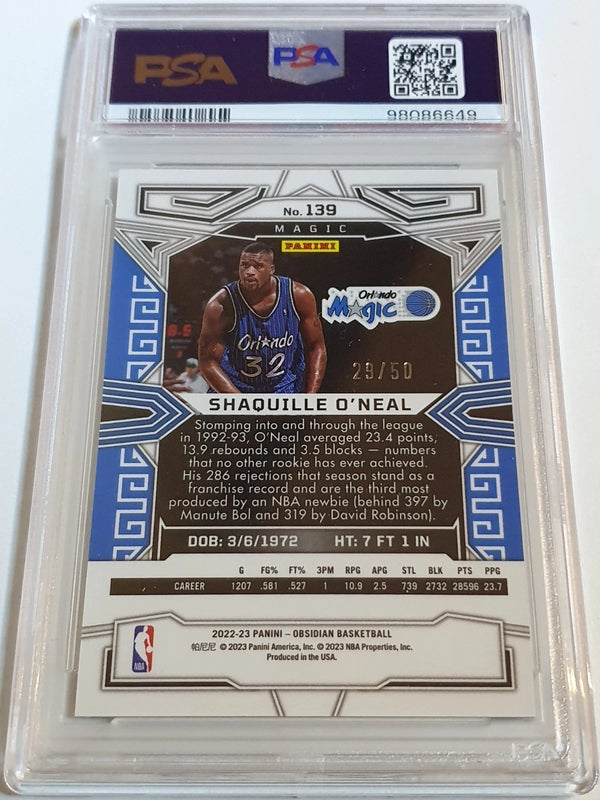 2022 Obsidian Shaquille O'Neal #139 ELECTRIC ETCH ORANGE /50 - PSA 9 (POP 2)