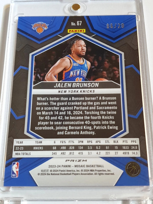2023 Panini Mosaic Jalen Brunson #67 PINK FAST BREAK /20 Holo - Ready to Grade