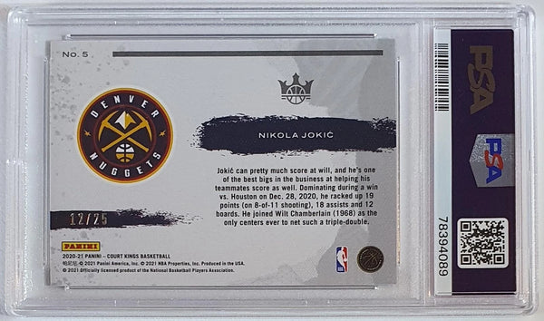 2020 Panini Court Kings Nikola Jokic #5 SAPPHIRE /25 Holo - PSA 9 (POP 3)