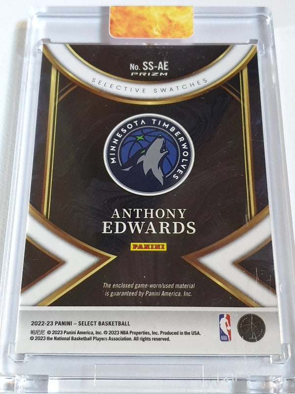 2022 Panini Select Anthony Edwards #PATCH SILVER Holo Game Worn Jersey - Rare