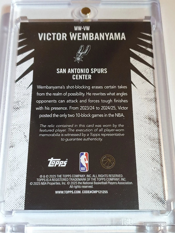 2025 Topps Basketball Victor Wembanyama #PATCH Game Worn Jersey - Ready to Grade