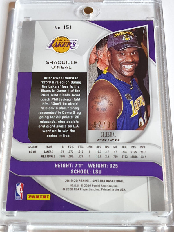 2019 Panini Spectra Shaquille O'Neal #151 CELESTIAL /99 Prizm - Ready to Grade