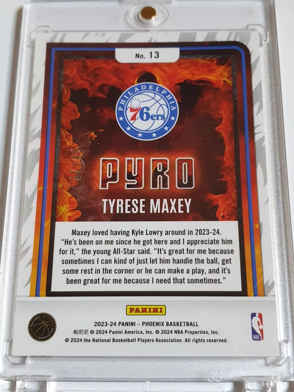 2023 Panini Phoenix Tyrese Maxey #13 ORANGE /49 Holo Pyro - Ready to Grade