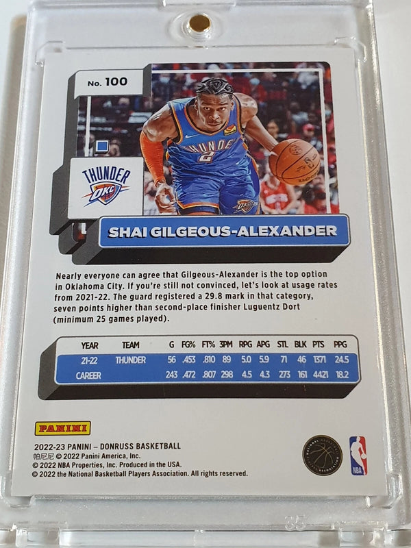 2022 Panini Donruss Shai Gilgeous-Alexander #100 PURPLE LASER /99 Holo - Rare