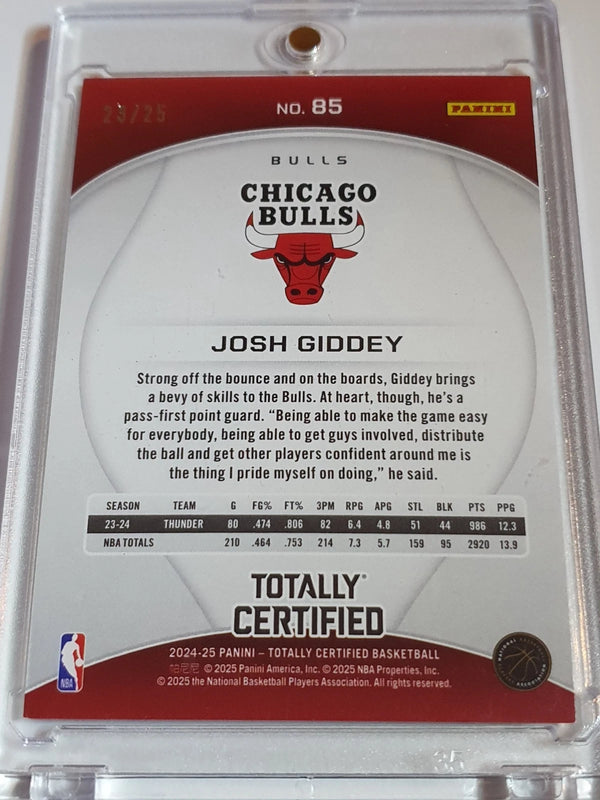 2024 Totally Certified Josh Giddey #85 CAMO PLATINUM MIRROR /25 Holo - Rare