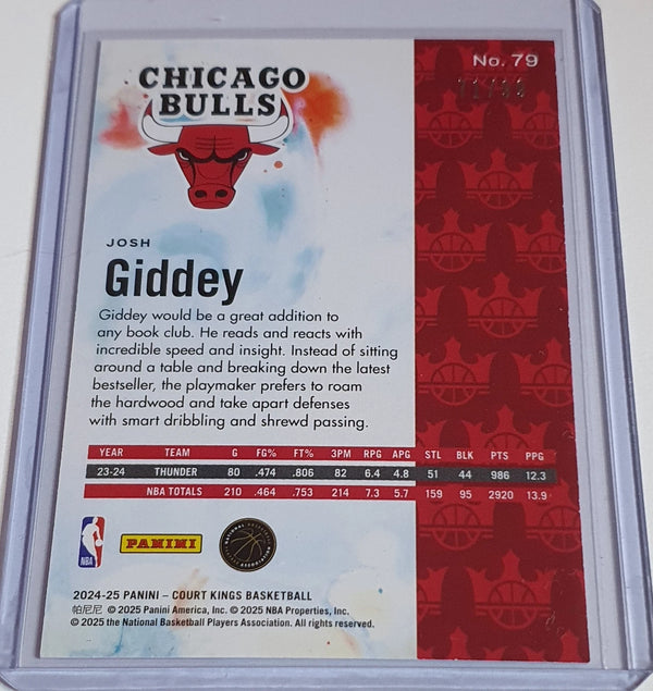 2024 Panini Court Kings Josh Giddey #79 PINK /99 Holo (Bulls) - Ready to Grade
